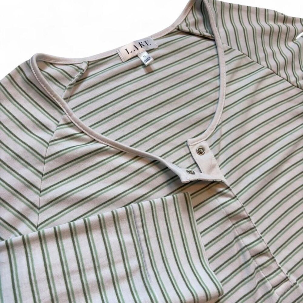 LAKE striped long sleeve button top Pima cotton size medium super comfy and soft